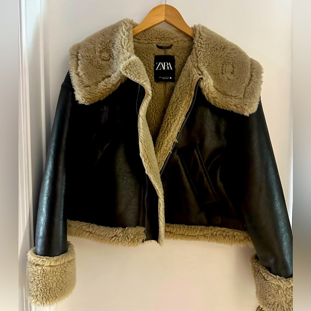 Zara Brown Faux leather Jacket